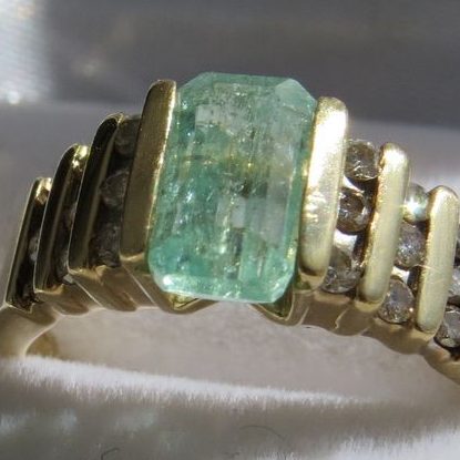 Unheated Columbian Emerald Diamond 14k Gold Ring Natural Solid Earth Mined Emerald