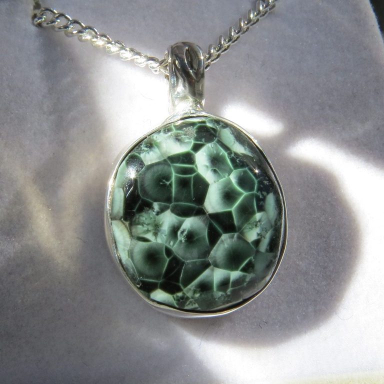 Isle Royale Greenstone 14k Gold Pendant - Chlorastrolite - Michigan State Gemstone Keweenaw