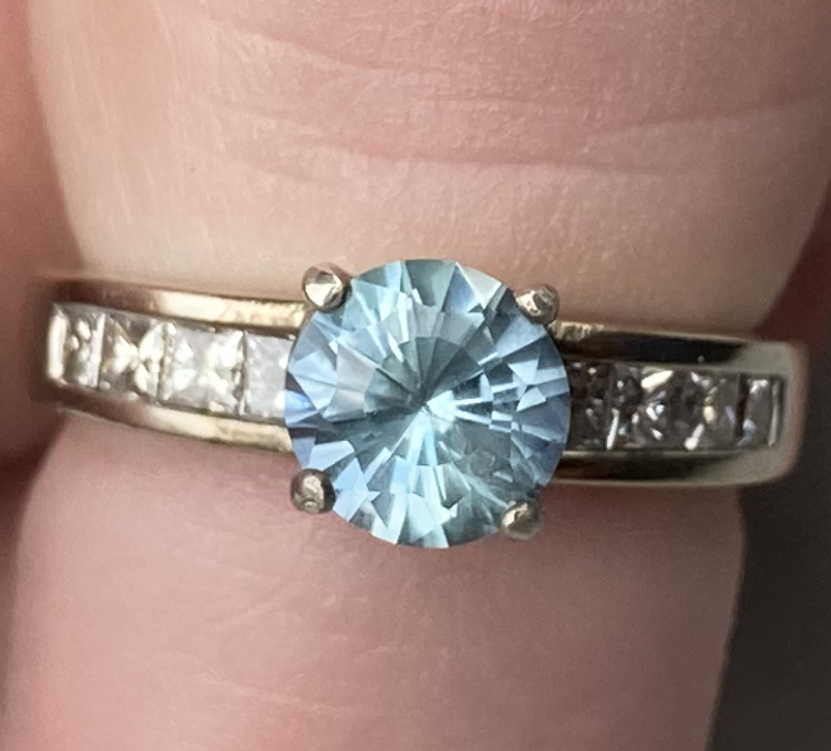 Montana 1.10 ct Sapphire Unheated Untreated Custom diamond 14k Ring Solid White Gold